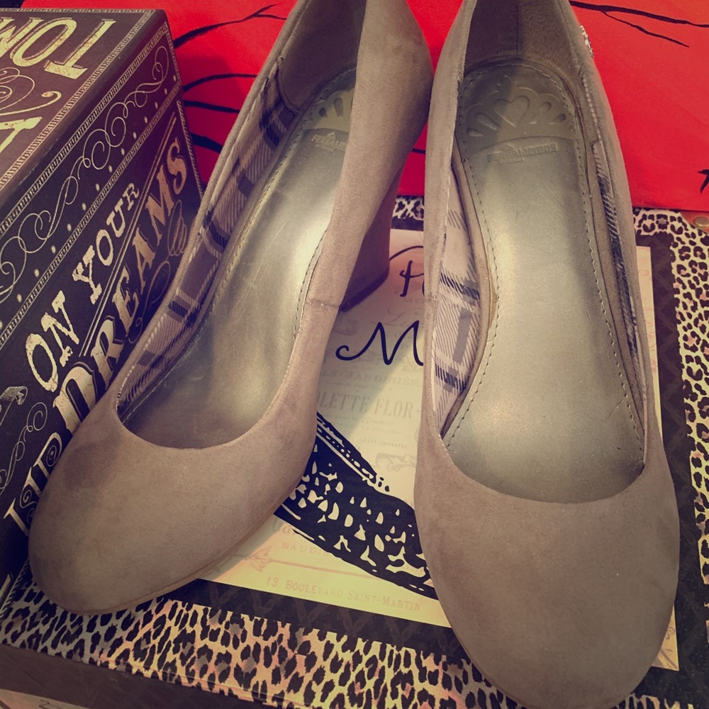Taupe Fergalicous Suede Wedges